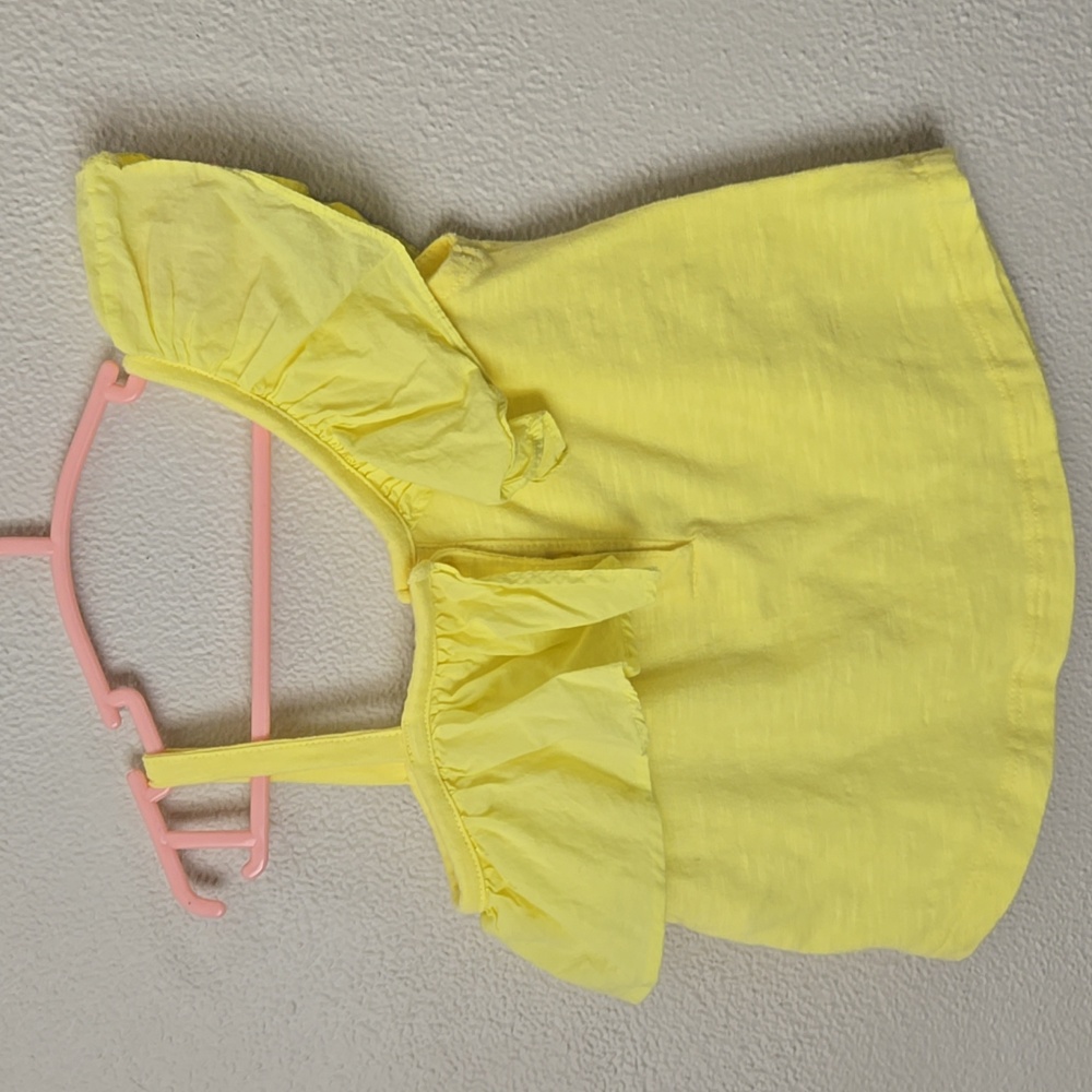 Yellow Ruffled Kids Top , - Picture 3 of 5